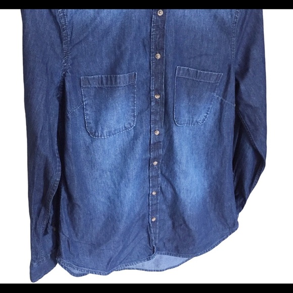MERONA Jean Button Down Shirt With Front Pocket Detail Denim Blue Size Small - Picture 7 of 10